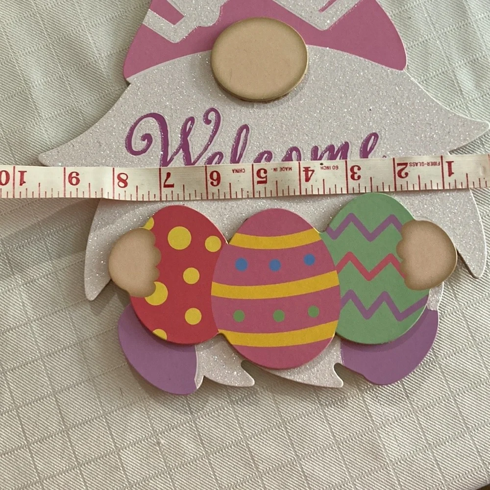 Easter gnome welcome sign front door NEW gnome holding Easter egg